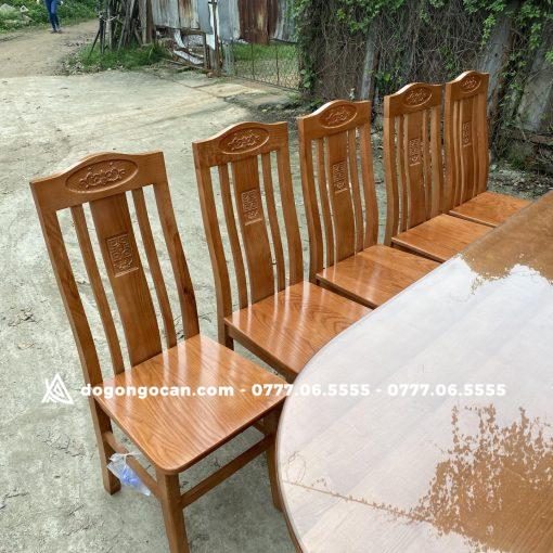 Bộ bàn ghế phòng ăn Ovan bầu dục gỗ sồi nga