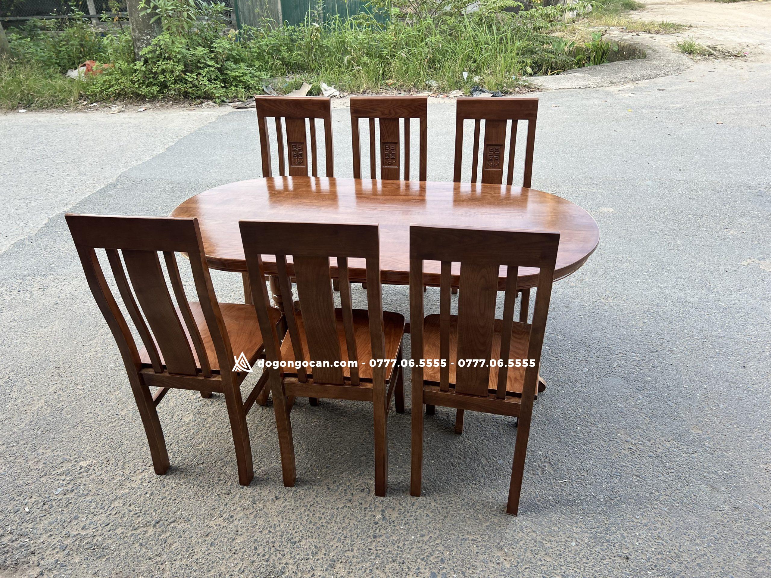 Bộ Bàn Ăn 6 Ghế Gỗ Sồi phun màu óc chó cao cấp 1 Import placeholder for 5376