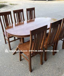 Bộ Bàn Ăn 6 Ghế Gỗ Sồi phun màu óc chó cao cấp 4 Bộ Bàn Ăn 6 Ghế Gỗ Sồi phun màu óc chó cao cấp