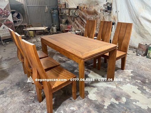 Bộ bàn ăn mẫu mới 6 ghế gỗ gõ đỏ phong cách hiện đại (Chú Minh, Hải Phòng)