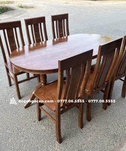 Bộ Bàn Ăn 6 Ghế Gỗ Sồi phun màu óc chó cao cấp 5 Bộ Bàn Ăn 6 Ghế Gỗ Sồi phun màu óc chó cao cấp