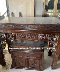 Bàn thờ án gian chân 12 gỗ sồi phun màu giả óc chó 11 BÀN THỜ ÁN GIAN GỖ SỒI 1M97 – MẪU TRẠM SEN Phun Màu Gỗ Óc Chó