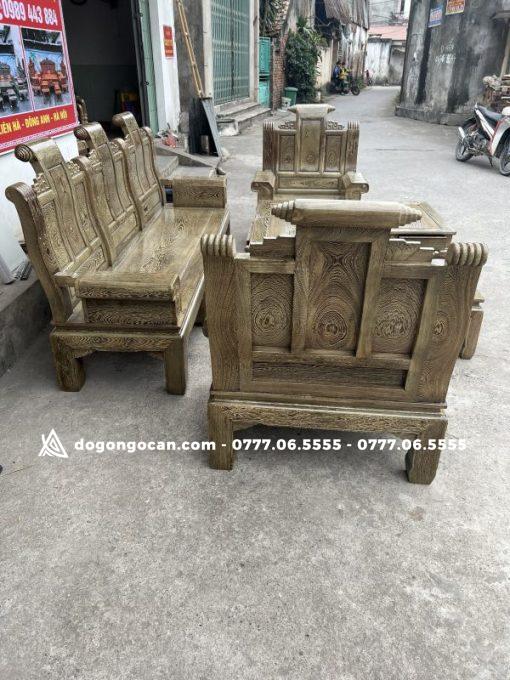Bộ Ghế Âu Á Hộp Gỗ Mun Đuôi Công Chương Cuốn Thư