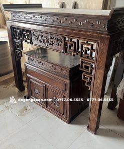 Bàn thờ án gian chân 12 gỗ sồi phun màu giả óc chó 10 BÀN THỜ ÁN GIAN GỖ SỒI 1M97 – MẪU TRẠM SEN Phun Màu Gỗ Óc Chó