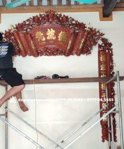 Cuốn Thư Câu Đối Gỗ Hương đá Kích Thước Cuốn Thư 197x87x4, Câu Đối 197x28x4