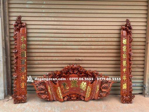 Cuốn Thư Câu Đối Gỗ Hương đá Kích Thước Cuốn Thư 197x87x4, Câu Đối 197x28x4