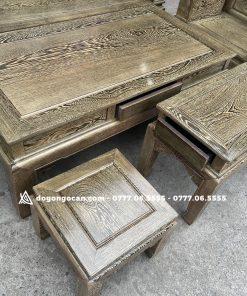 Bộ Ghế Âu Á Hộp Gỗ Mun Đuôi Công Chương Cuốn Thư