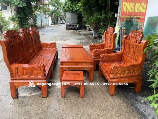 Bộ bàn ghế phòng khách âu á chương voi tay đặc gỗ hương đá