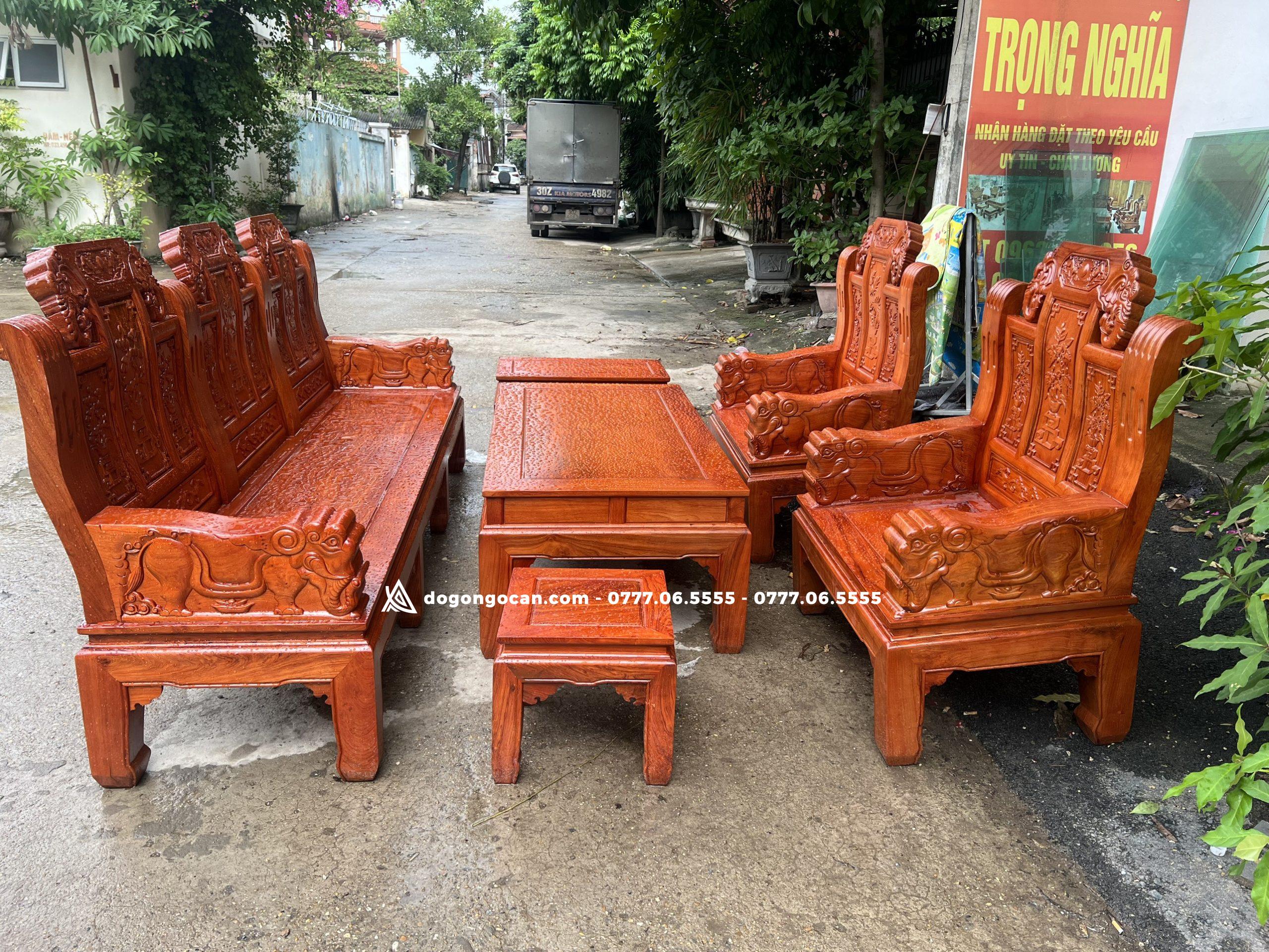 Bộ bàn ghế phòng khách âu á chương voi tay đặc gỗ hương đá 3 Bộ bàn ghế phòng khách âu á chương voi tay đặc gỗ hương đá