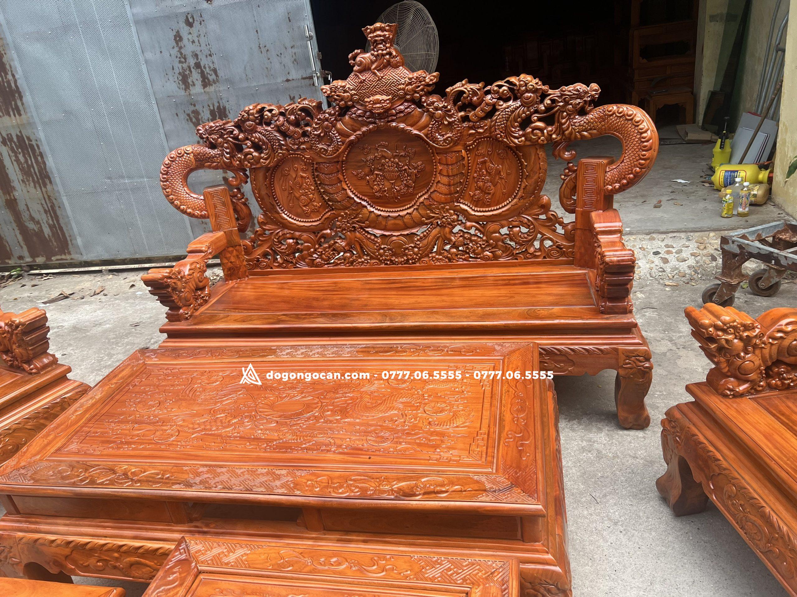 Bộ bàn ghế phòng khách rồng khuỳnh gỗ xà cừ hàng vip 9 Bộ bàn ghế phòng khách rồng khuỳnh gỗ xà cừ hàng vip