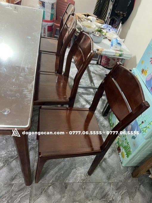 Bộ bàn ăn gỗ sồi 1m8 kèm 8 ghế màu óc chó BG205