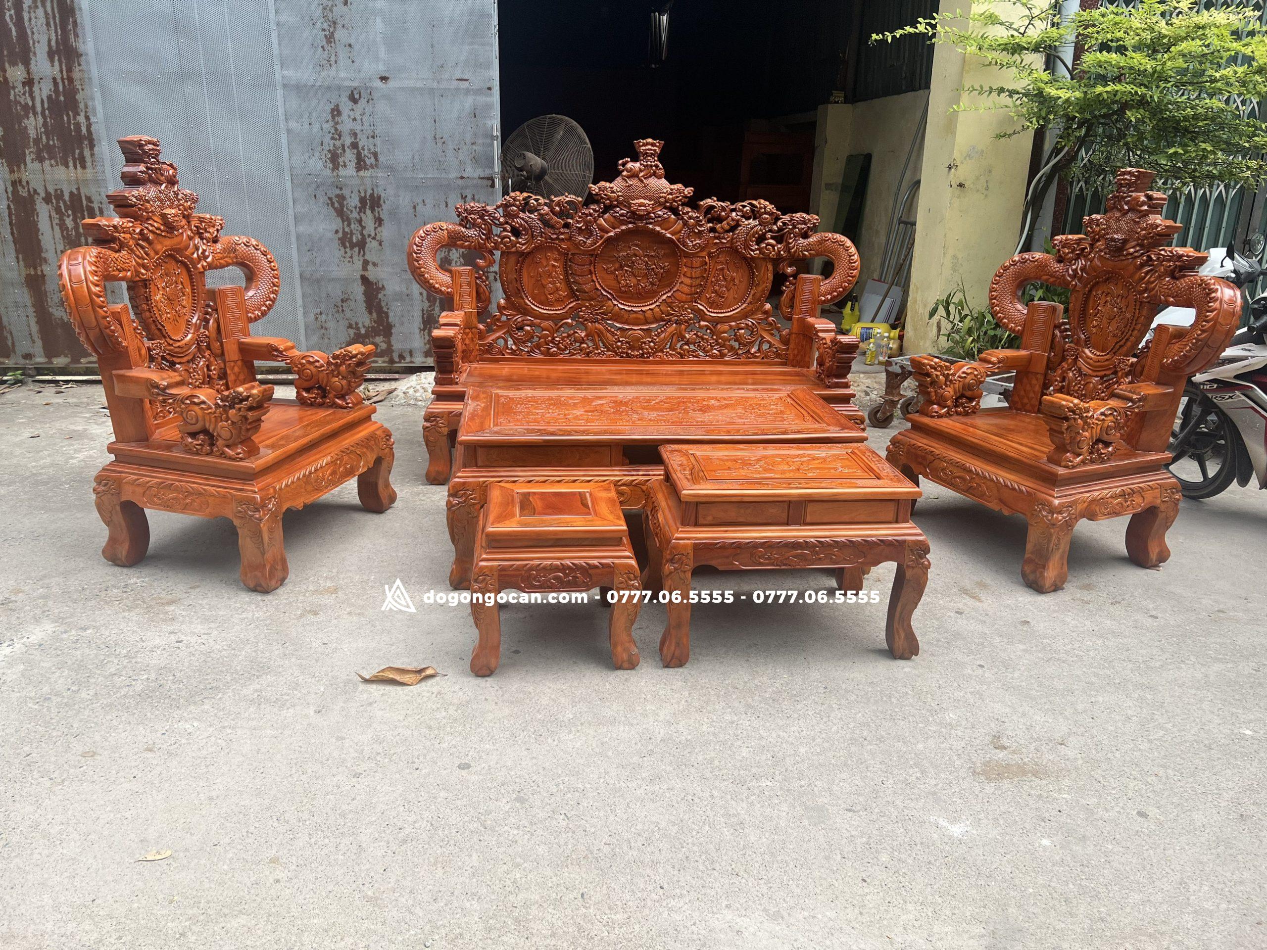 Bộ bàn ghế phòng khách rồng khuỳnh gỗ xà cừ hàng vip 3 Bộ bàn ghế phòng khách rồng khuỳnh gỗ xà cừ hàng vip