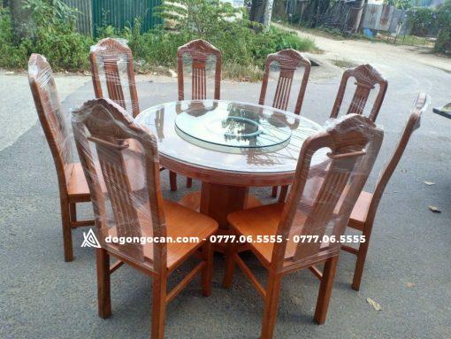 Bàn ghế ăn tròn xoay gỗ sồi Nga chân hộp (Chị Thảo , Hải Dương)