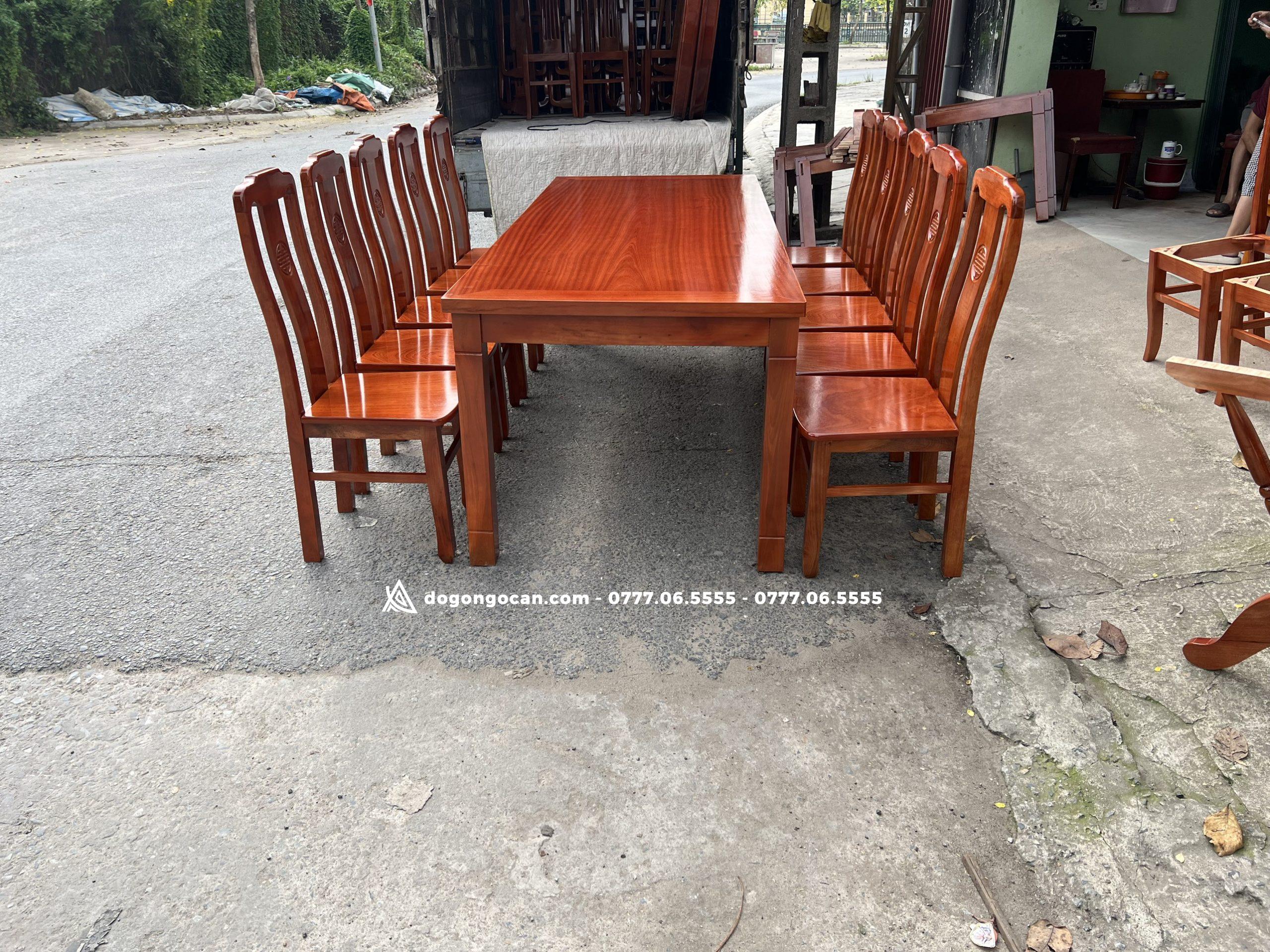 Bộ bàn ăn 10 ghế gỗ xoan đào hàng cao cấp 5 Bộ bàn ăn 10 ghế gỗ hương đá hàng cao cấp