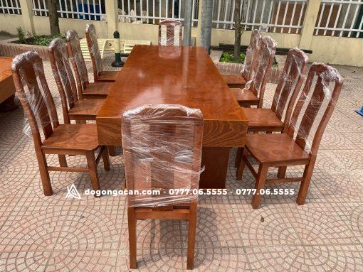 Bàn Ăn Đóng Hộp 10 Ghế Xẻ Quạt Gỗ Hương Đá – Chị Nga (Thái Bình)