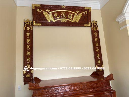 Hoành Phi Câu Đối Dát Vàng Phòng Thờ Gỗ Gụ Lào