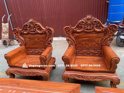 Bộ bàn ghế hoàng gia luis gỗ hương đá mẫu V3 Chân 14