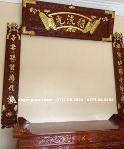 Hoành Phi Câu Đối Dát Vàng Phòng Thờ Gỗ Gụ Lào