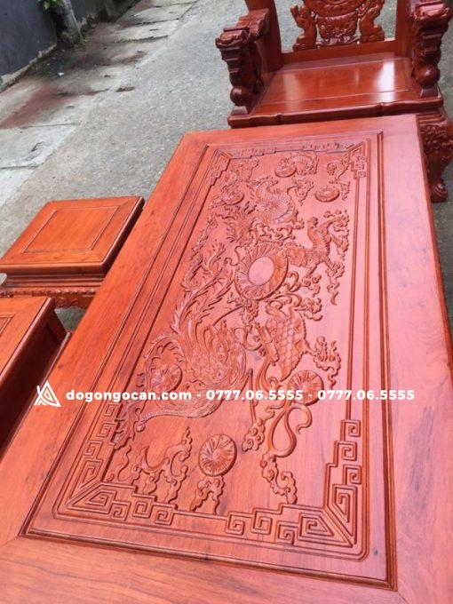Bộ ghế nghê phượng tay 12 Gỗ hương đá gồm 6 món