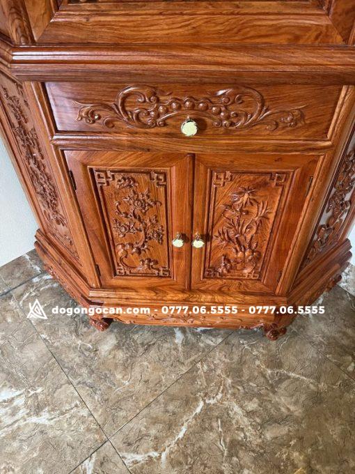 Tủ rượu hàng đẹp gỗ hương đá góc 70cm ( anh Thảo – Hà Nội )