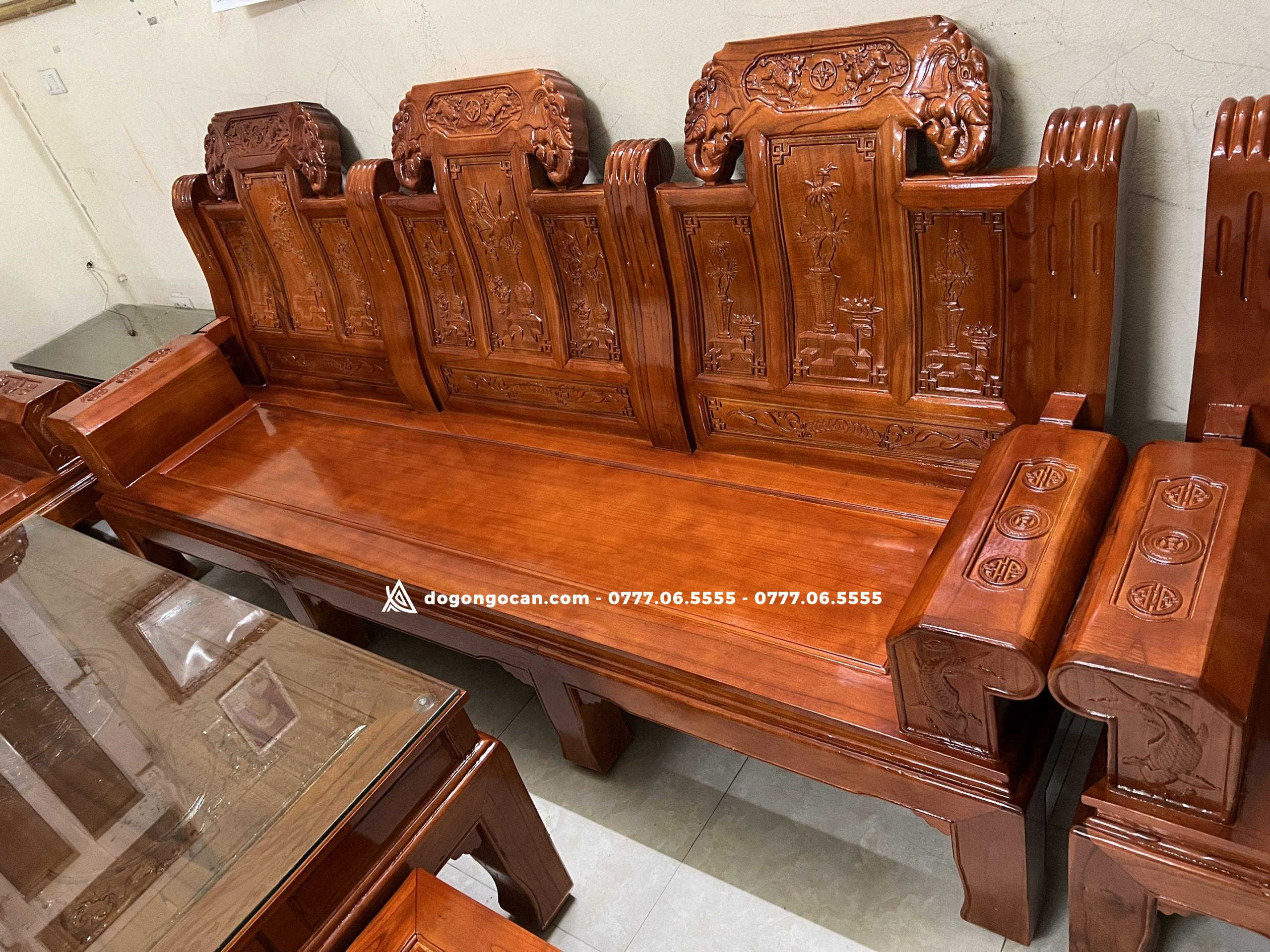 Bộ bàn ghế Âu Á chương voi gỗ xoan ta 8 Bộ Bàn Ghế Phòng Khách Âu Á Chương Voi Gỗ Xoan Ta