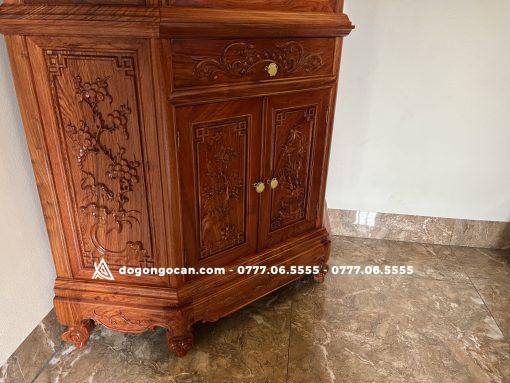 Tủ rượu hàng đẹp gỗ hương đá góc 70cm ( anh Thảo – Hà Nội )