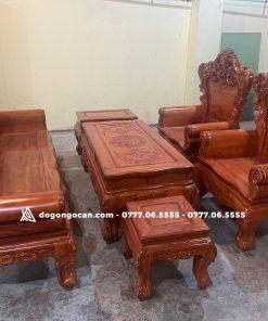 Bộ bàn ghế phòng khách hoàng gia vách trơn gỗ lim đồng bằng 11 Bộ bàn ghế phòng khách hoàng gia vách trơn gỗ xà cừ hàng vip khuôn 4 ván 2
