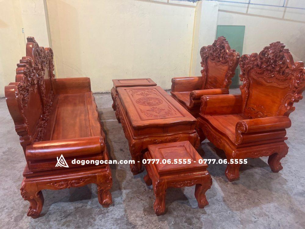 Bộ bàn ghế phòng khách hoàng gia vách trơn gỗ lim đồng bằng 1 Import placeholder for 5286