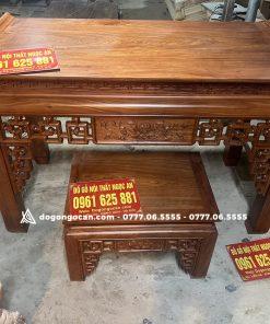 Combo án gian thờ sen triện và bàn cơm gỗ hương đá 1m97 15 Combo án gian thờ sen triện và bàn cơm gỗ hương đá 1m97
