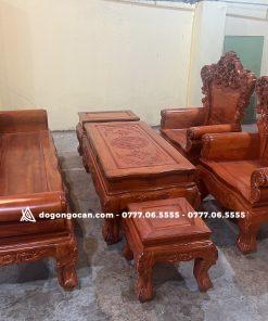 Bộ bàn ghế phòng khách hoàng gia vách trơn gỗ lim đồng bằng 12 Bộ bàn ghế phòng khách hoàng gia vách trơn gỗ xà cừ hàng vip khuôn 4 ván 2