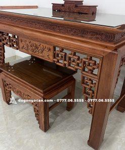 Combo án gian thờ sen triện và bàn cơm gỗ hương đá 1m97 17 Combo án gian thờ sen triện và bàn cơm gỗ hương đá 1m97