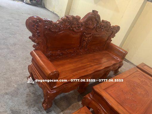 Bộ bàn ghế phòng khách hoàng gia vách trơn gỗ xà cừ hàng vip khuôn 4 ván 2