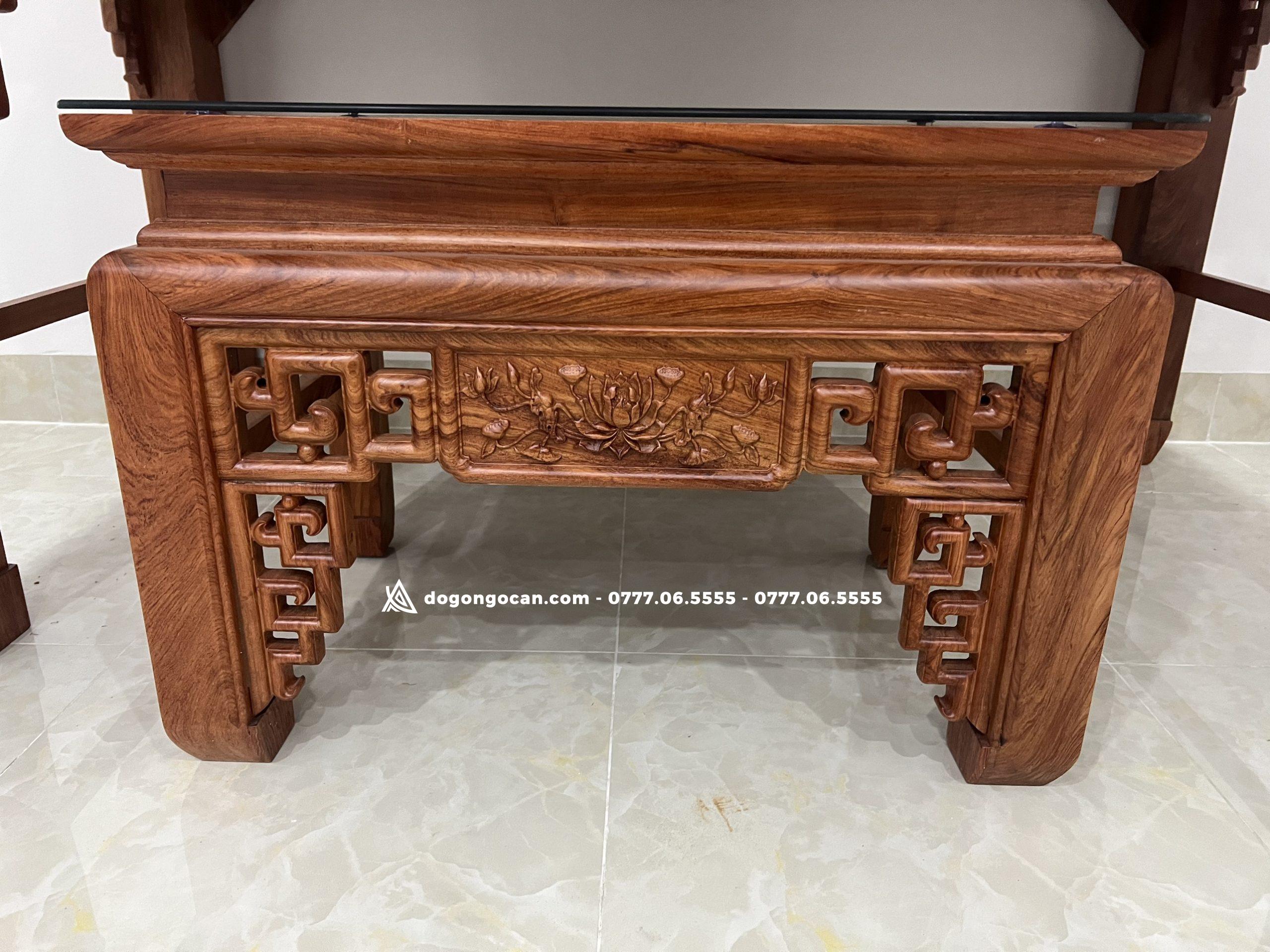 Combo án gian thờ sen triện và bàn cơm gỗ hương đá 1m97 12 Combo án gian thờ sen triện và bàn cơm gỗ hương đá 1m97