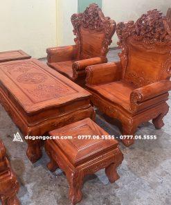 Bộ bàn ghế phòng khách hoàng gia vách trơn gỗ lim đồng bằng 16 Bộ bàn ghế phòng khách hoàng gia vách trơn gỗ xà cừ hàng vip khuôn 4 ván 2