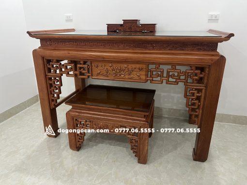 Combo án gian thờ sen triện và bàn cơm gỗ hương đá  1m97