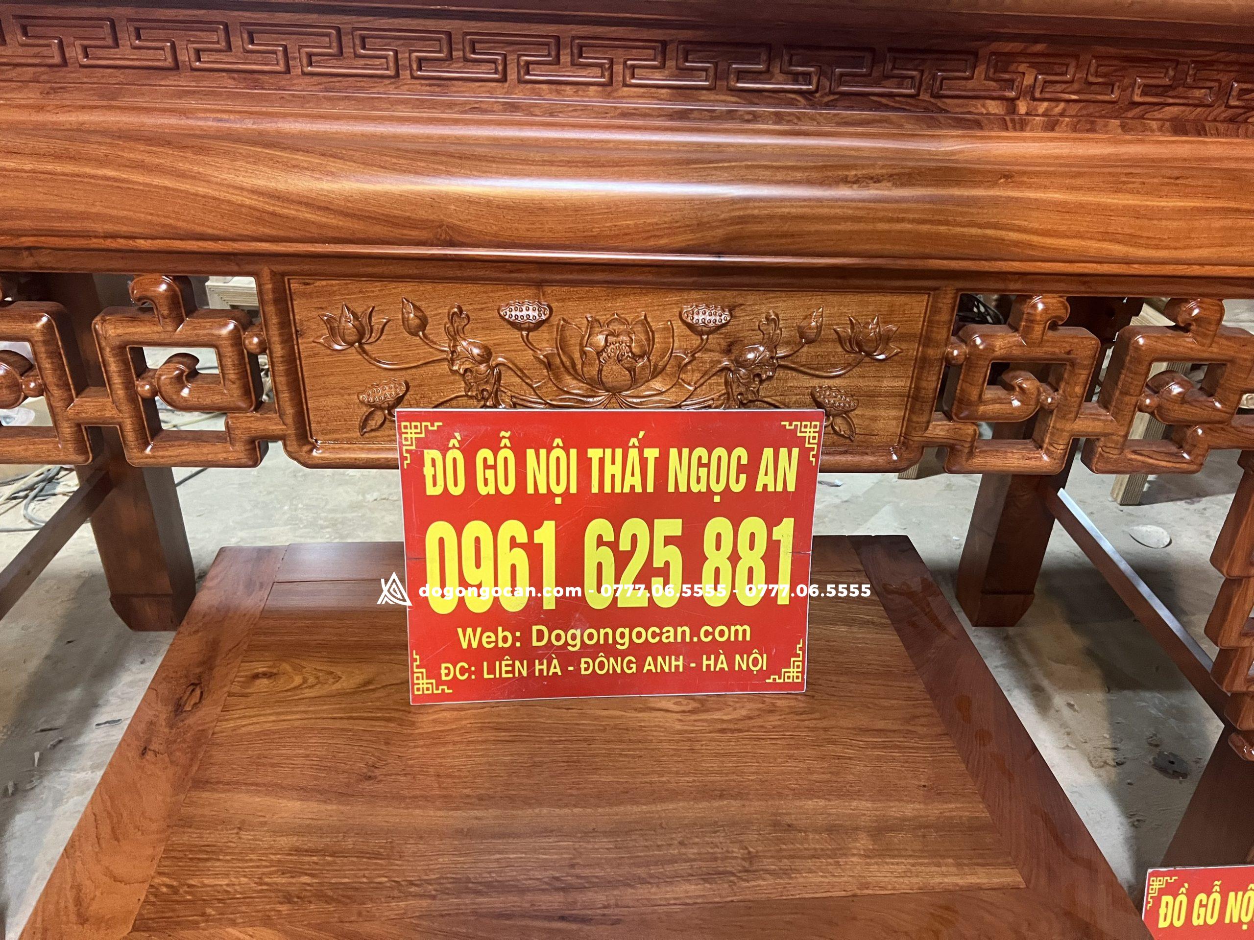 Combo án gian thờ sen triện và bàn cơm gỗ hương đá 1m97 3 Combo án gian thờ sen triện và bàn cơm gỗ hương đá 1m97