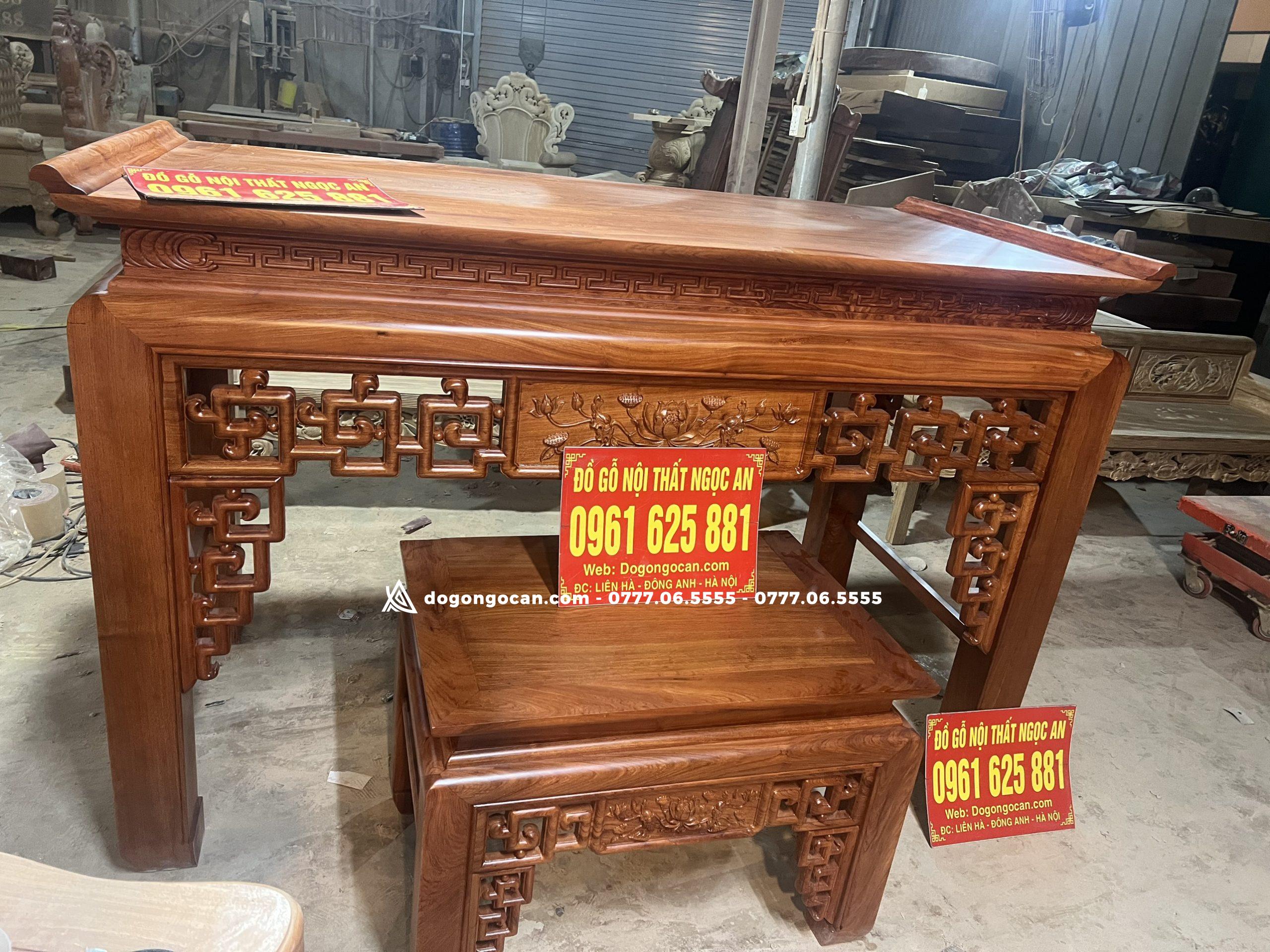 Combo án gian thờ sen triện và bàn cơm gỗ hương đá 1m97 1 Import placeholder for 5403