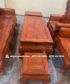 Bộ bàn ghế phòng khách hoàng gia vách trơn gỗ lim đồng bằng 14 Bộ bàn ghế phòng khách hoàng gia vách trơn gỗ xà cừ hàng vip khuôn 4 ván 2