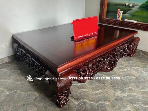 Sập chân quỳ Ngũ Phúc gỗ Gụ 1m8 x 2m2 của ( Chú Thiệu – Chương Mỹ HN )