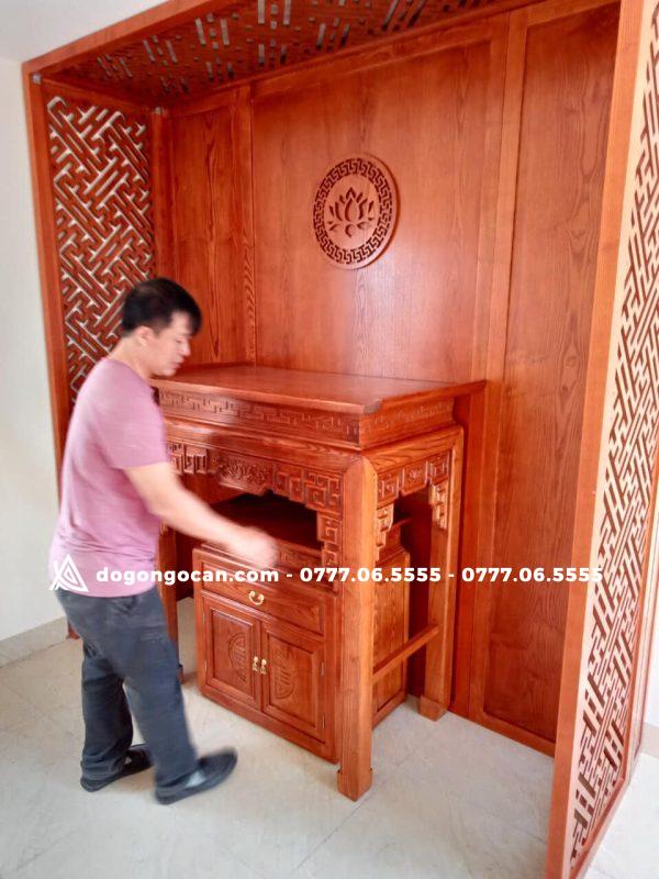 Combo Bàn thờ chung cư hoạ tiết tinh xảo 1m27 gỗ sồi 2 Combo Bàn thờ chung cư hoạ tiết tinh xảo 1m27 gỗ sồi