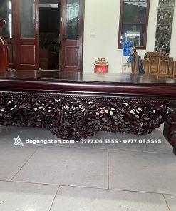 Sập gỗ Gụ đục Thập Điểu Quần Mai kênh bong sắc nét kt 1m8 x 2m2