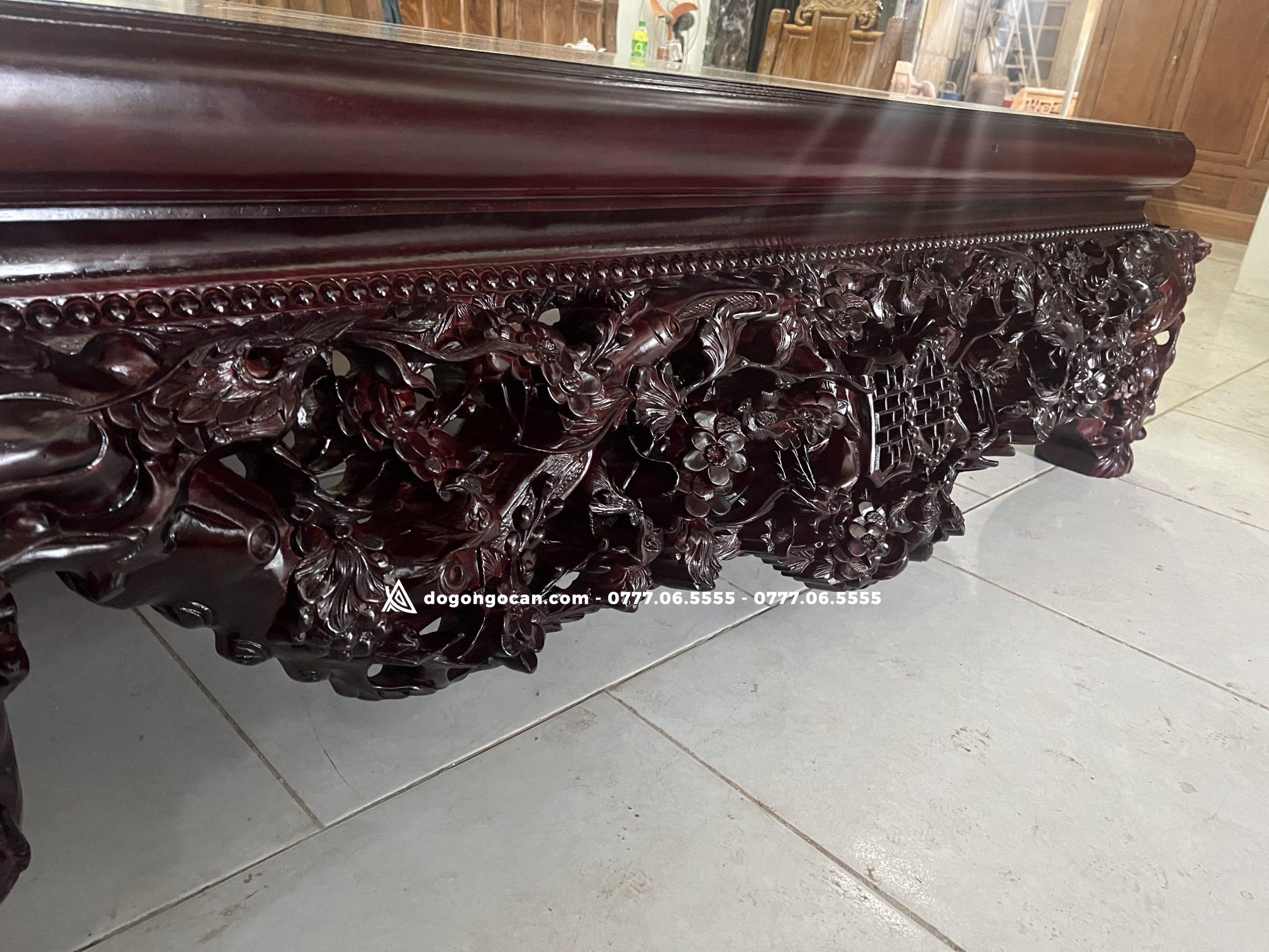 Sập gỗ Gụ đục Thập Điểu Quần Mai kênh bong sắc nét kt 1m8 x 2m2 8 Sập gỗ Gụ đục Thập Điểu Quần Mai kênh bong sắc nét kt 1m8 x 2m2