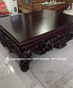 Sập gỗ Gụ đục Thập Điểu Quần Mai kênh bong sắc nét kt 1m8 x 2m2