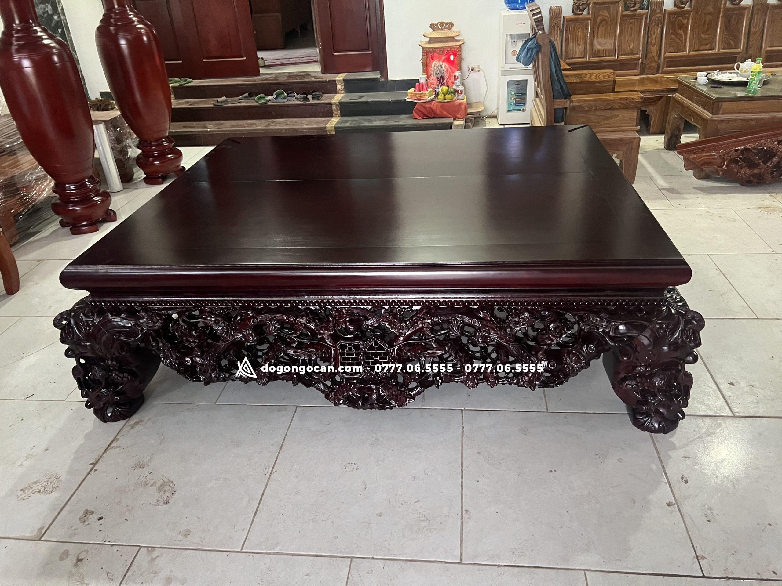 Sập gỗ Gụ đục Thập Điểu Quần Mai kênh bong sắc nét kt 1m8 x 2m2 1 Import placeholder for 5437