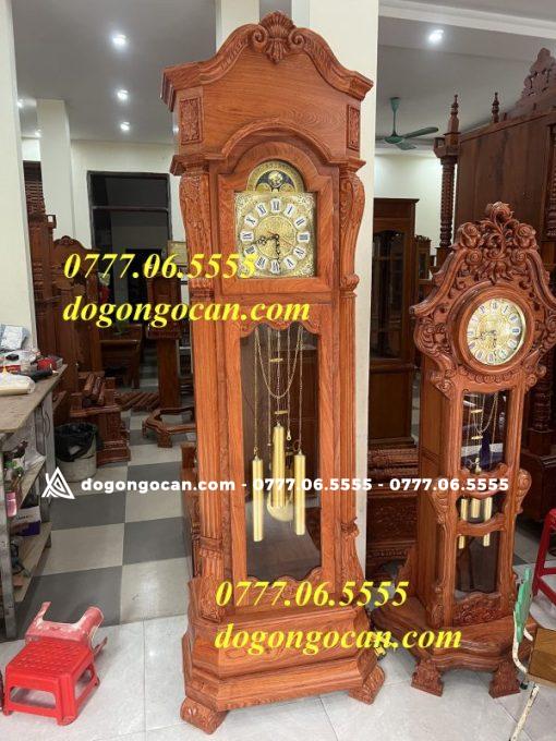 Đồng Hồ Cây hàng hộp vuông gỗ hương đá nam phi cao 2m2