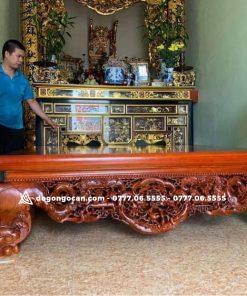 Sập Nằm Chân Quỳ Đục Ngũ Phúc Gỗ Gụ kt 1m6 * 2m chân 24