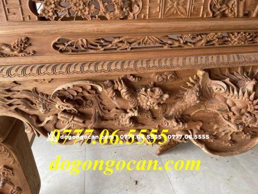 Sập Thờ Tứ Linh Chân 26 Ván Mặt Liền Hàng Dày Dặn Gỗ Gụ Lào ( Anh Dũng – Ninh Bình)