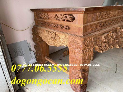 Sập Thờ Tứ Linh Chân 26 Ván Mặt Liền Hàng Dày Dặn Gỗ Gụ Lào ( Anh Dũng – Ninh Bình)