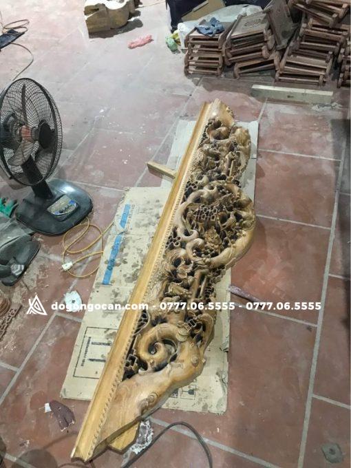 Sập Nằm Chân Quỳ Đục Ngũ Phúc Gỗ Gụ kt 1m6 * 2m chân 24