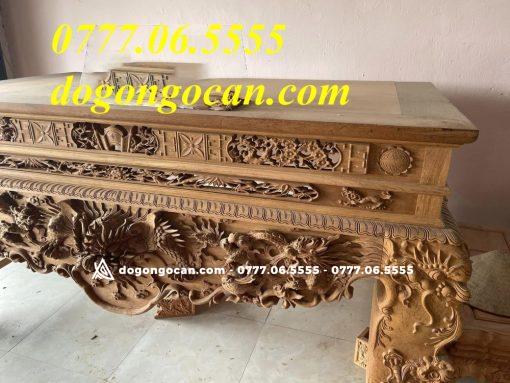 Sập Thờ Tứ Linh Chân 26 Ván Mặt Liền Hàng Dày Dặn Gỗ Gụ Lào ( Anh Dũng – Ninh Bình)